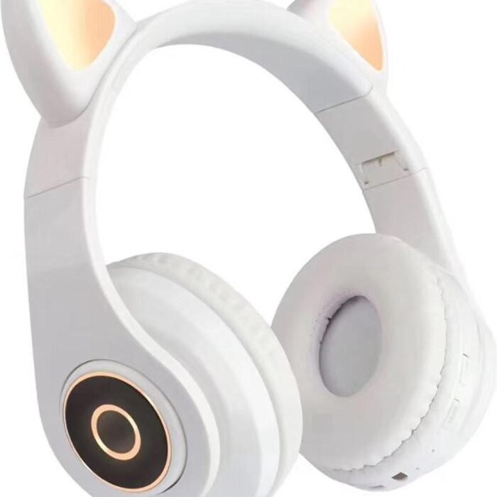 kinder koptelefoon kitty cat wit met led oortjes