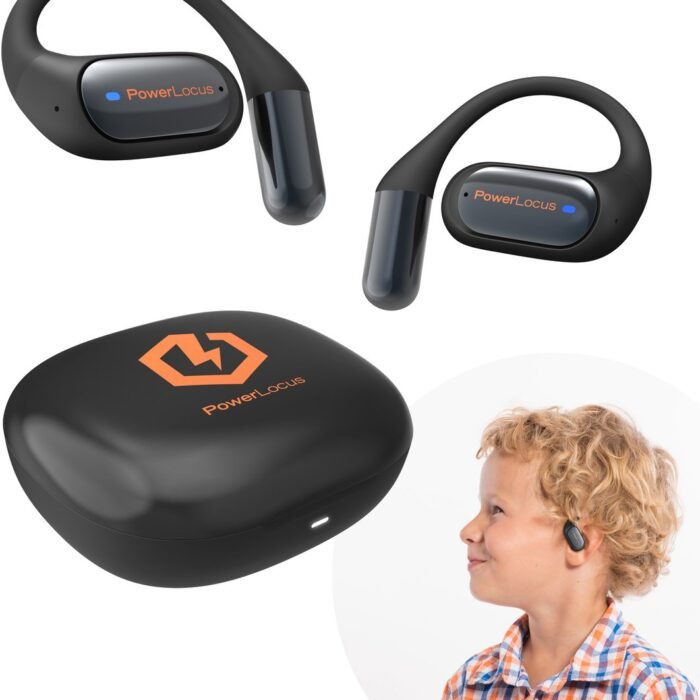 PowerLocus Mkids Koptelefoon voor Kinderen - Open Ear Koptelefoon - 85dB Veilig Geluid - Bluetooth 5.4 - Met Microfoon - Oranje