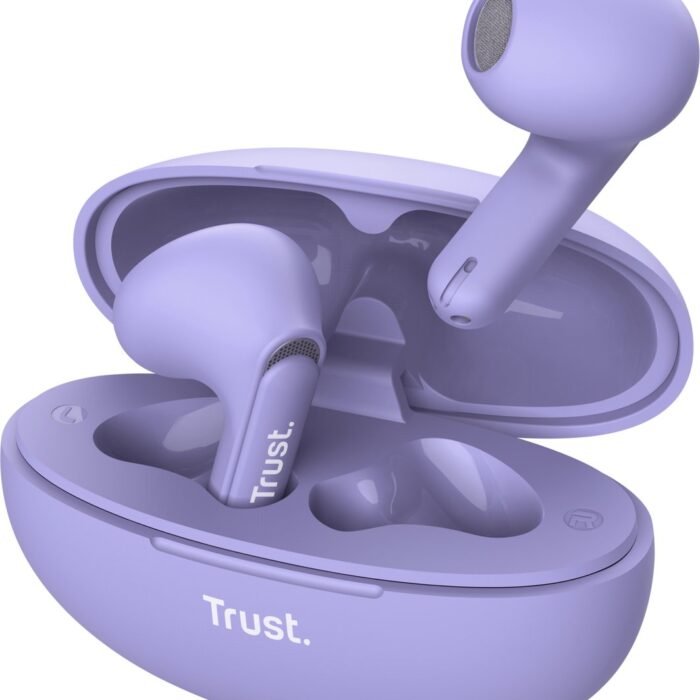 Trust Yavi Bluetooth Earphones - Volledig Draadloze Oordopjes met Noise-Cancelling Microfoons - Paars
