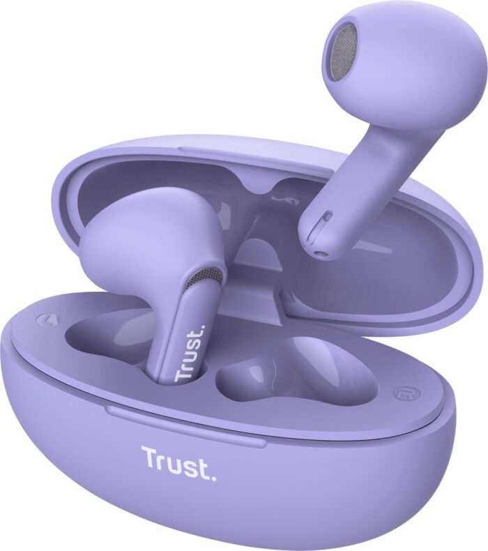 Trust Yavi Bluetooth Earphones - Volledig Draadloze Oordopjes met Noise-Cancelling Microfoons - Paars