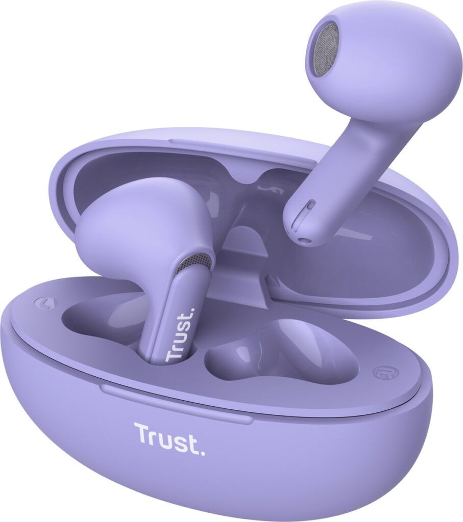 Trust Yavi Bluetooth Earphones - Volledig Draadloze Oordopjes met Noise-Cancelling Microfoons - Paars