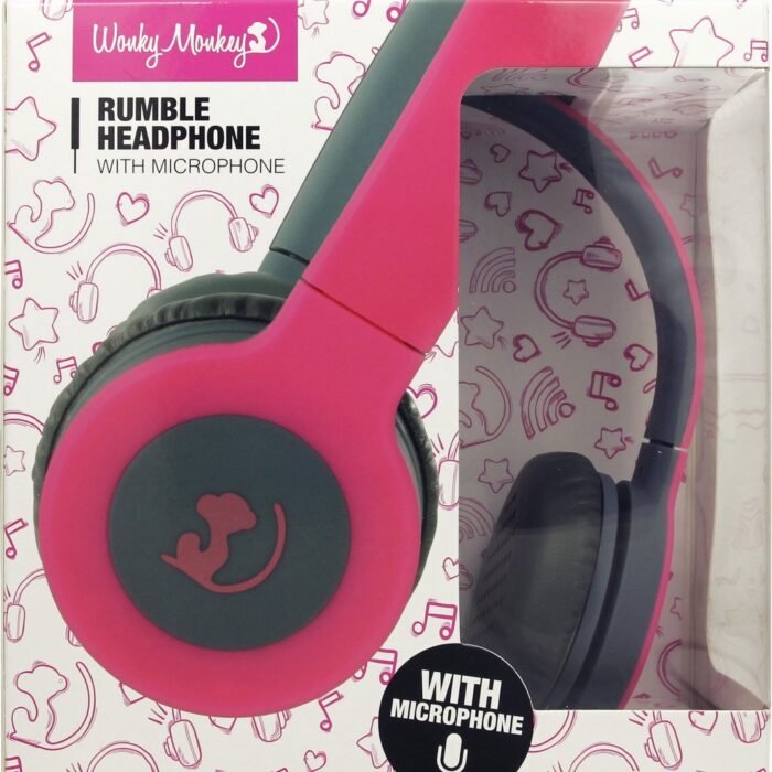 Wonkey Monkey - Koptelefoon - Headphone - Over ear - On ear - Rumble - Stereo - Roze
