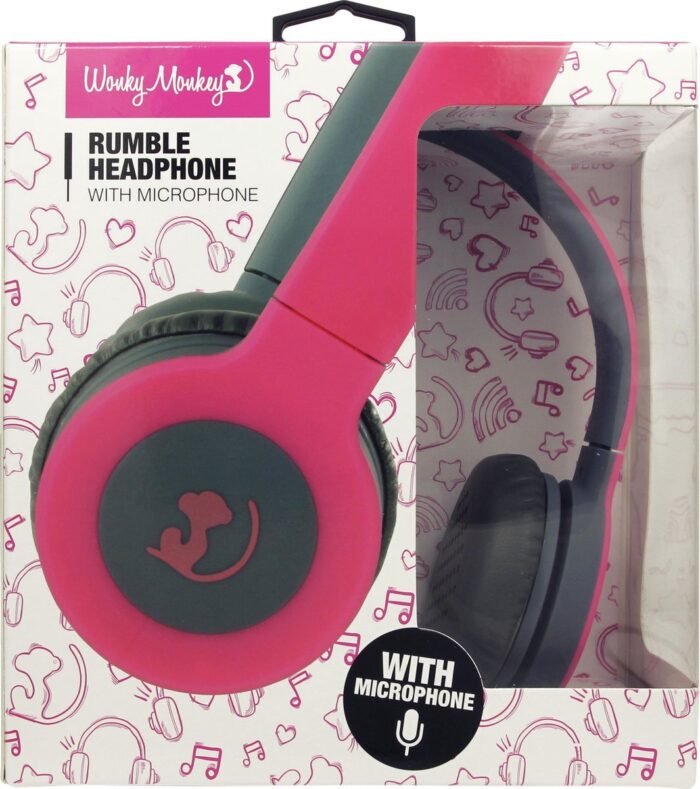 Wonkey Monkey - Koptelefoon - Headphone - Over ear - On ear - Rumble - Stereo - Roze