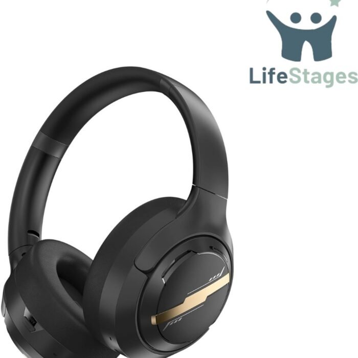 LifeStages - Noise Cancelling Hoofdtelefoon - Active Noise Cancelling Hoofdtelefoon - 50H Speeltijd - Draadloze Over Ear Hoofdtelefoon met Microfoon - Draadloze Gaming Headsets - Comfort Fit Oorschelpen