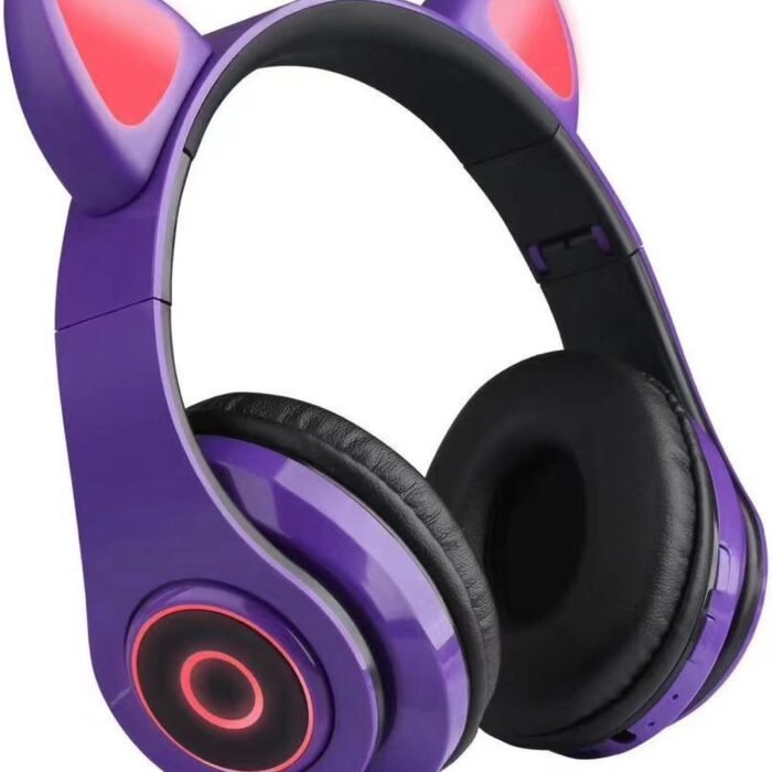 Kinder koptelefoon kitty cat met led oortjes paars
