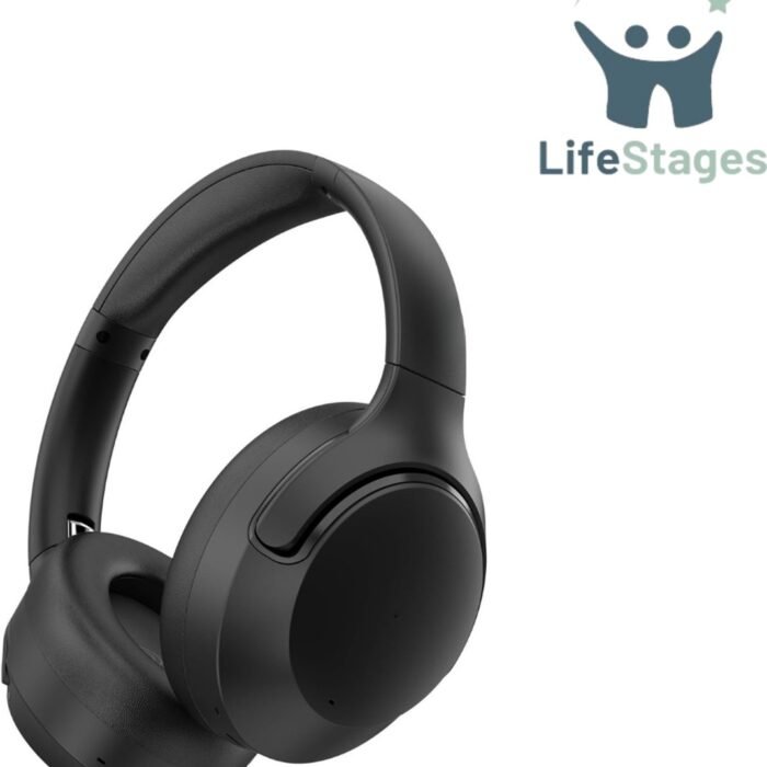 LifeStages - Noise Cancelling Hoofdtelefoon - Hybride Actieve Ruisonderdrukkende Hoofdtelefoon Draadloos Bluetooth 5.3 - Opvouwbare Over-Ear Hoofdtelefoon - 65 Uur Speeltijd - Multipoint Verbinding - Zwart