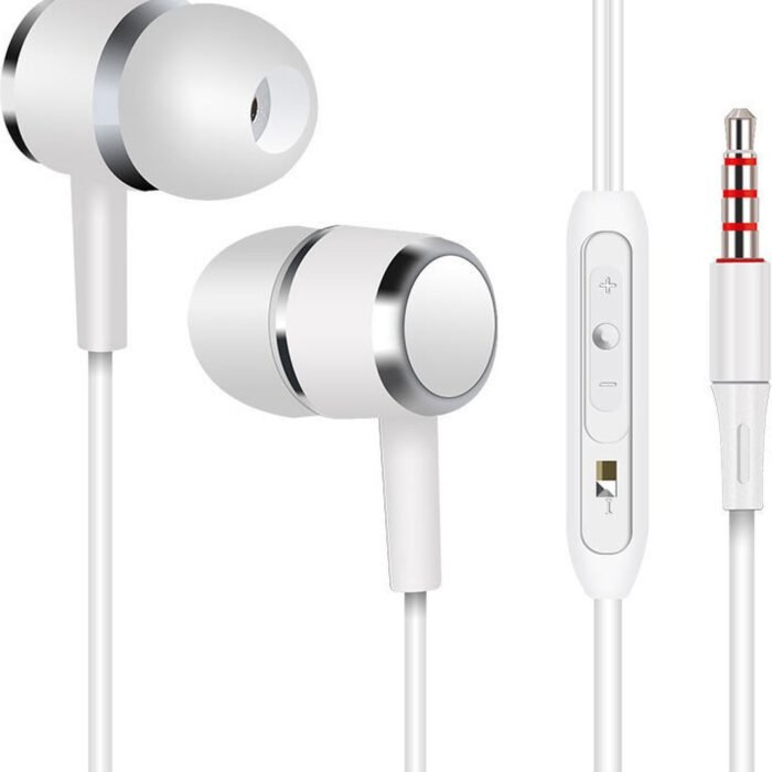 2x Bedrade oortjes - In Ear Oordopjes - Oortjes met Draad en Microfoon - Extra Bass - 3,5mm Jack Aansluiting - 120cm kabel - Wit