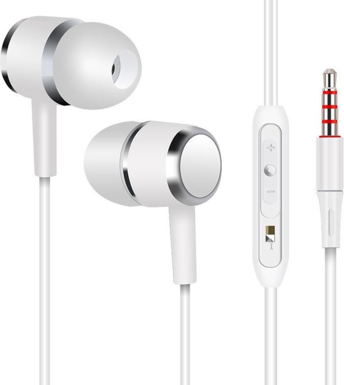 2x Bedrade oortjes - In Ear Oordopjes - Oortjes met Draad en Microfoon - Extra Bass - 3,5mm Jack Aansluiting - 120cm kabel - Wit