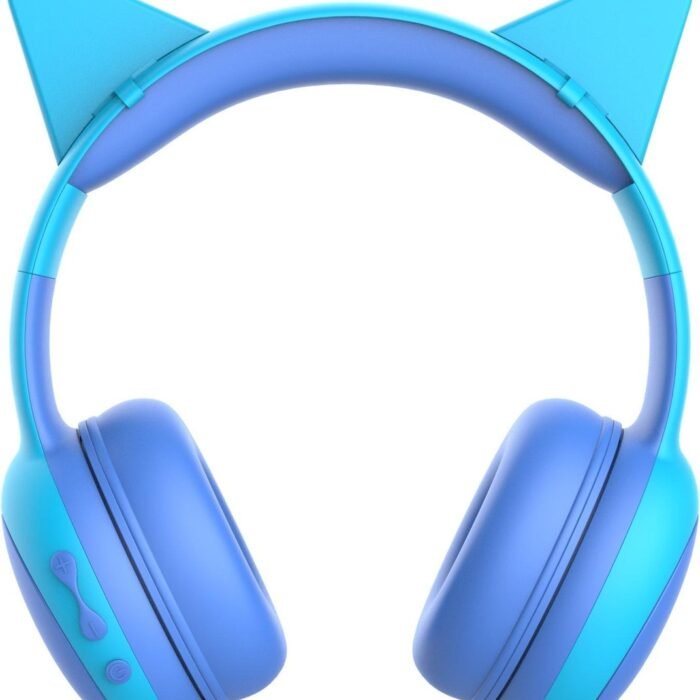 Kinderkoptelefoon draadloos met Bluetooth- Opvouwbaar- Incl. Opbergzakje & kattenoortjes Blauw