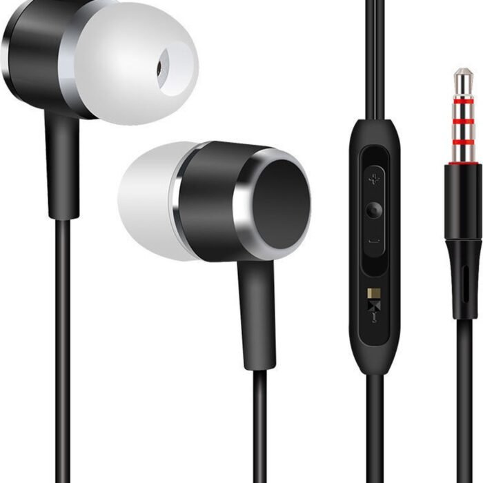 2x Bedrade oortjes - In Ear Oordopjes - Oortjes met Draad en Microfoon - Extra Bass - 3,5mm Jack Aansluiting - 120cm kabel - Zwart
