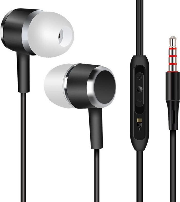 2x Bedrade oortjes - In Ear Oordopjes - Oortjes met Draad en Microfoon - Extra Bass - 3,5mm Jack Aansluiting - 120cm kabel - Zwart