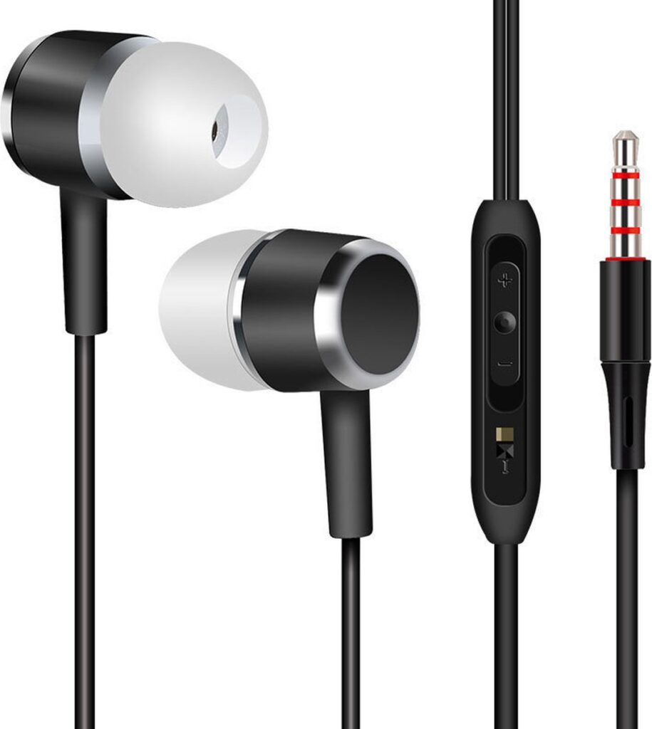 2x Bedrade oortjes - In Ear Oordopjes - Oortjes met Draad en Microfoon - Extra Bass - 3,5mm Jack Aansluiting - 120cm kabel - Zwart