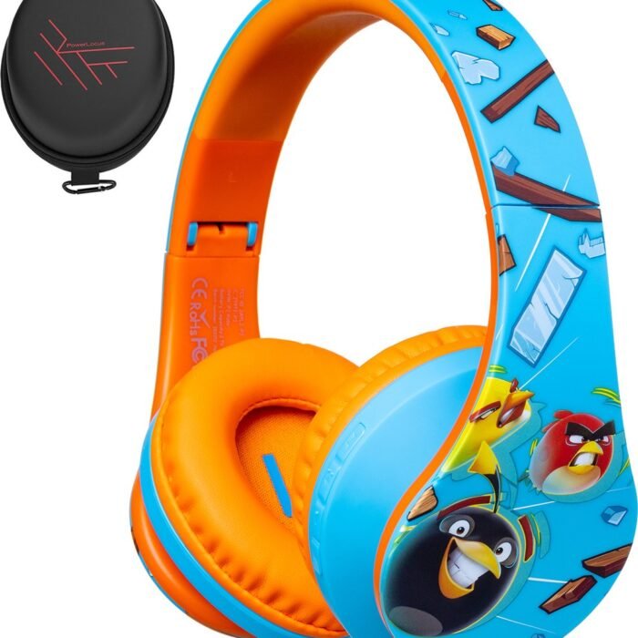 PowerLocus P2 Kids Angry Birds Koptelefoon Kinderen - Microfoon - Micro SD - incl. Premium Case - Volumebegrenzing - Blauw/Orange