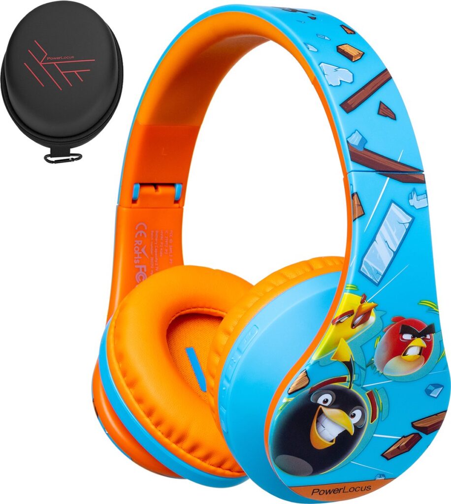 PowerLocus P2 Kids Angry Birds Koptelefoon Kinderen - Microfoon - Micro SD - incl. Premium Case - Volumebegrenzing - Blauw/Orange