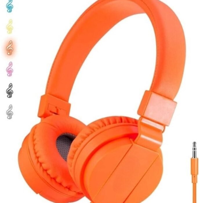 StayPowered Kinderhoofdtelefoon - Perfect Geluid en Comfort voor Jonge Luisteraars - Lichtgewicht - Opvouwbaar Design - Superzachte Oorkussens - Verstelbare Hoofdband - Krachtige 40 mm Drivers - Oranje - Levering Sneller dan Aangegeven!
