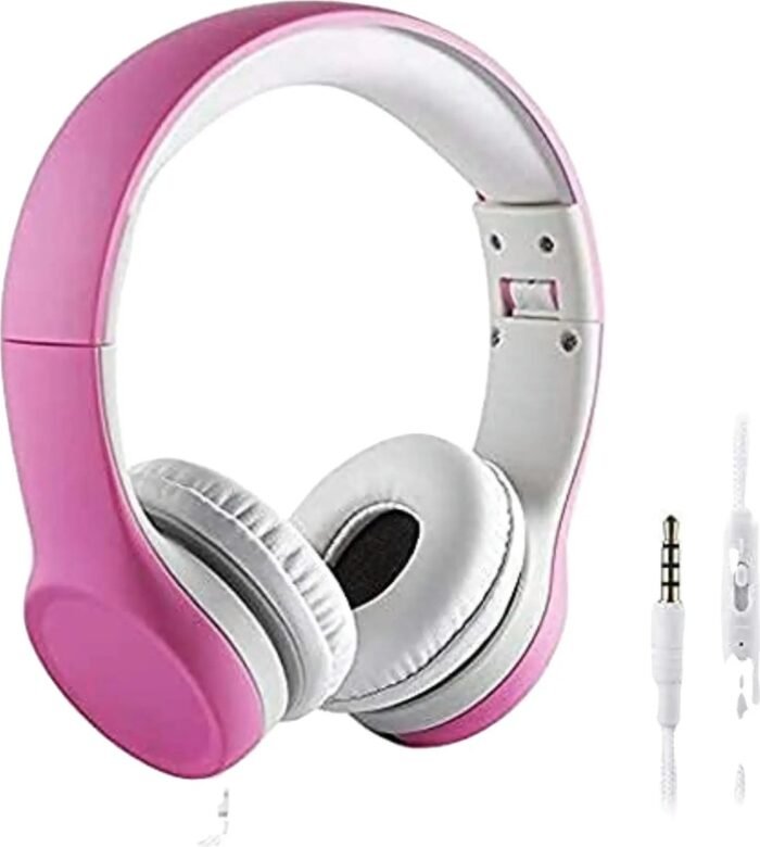 Koptelefoon kinderen met draad en microfoon Roze - Geschikt voor jou kind met kabel max 85 db - Koptelefoons in blauw en roze verkrijgbaar - Hoofdtelefoon met verstelbare beugel