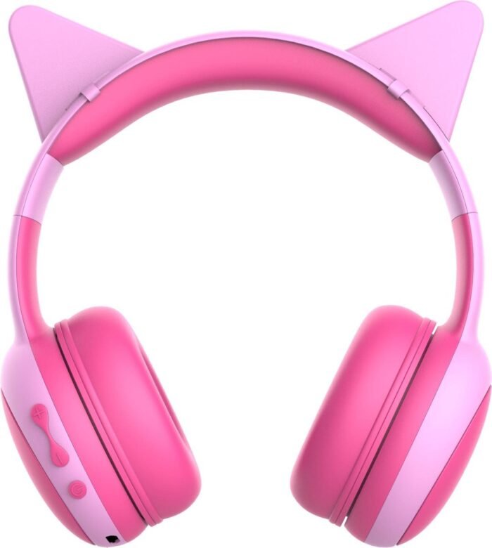 Kinderkoptelefoon draadloos met Bluetooth- Opvouwbaar- Incl. Opbergzakje & kattenoortjes Roze