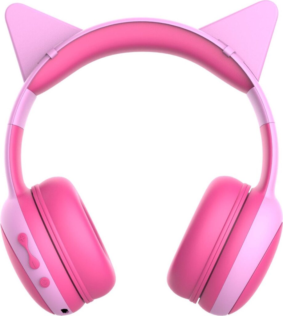 Kinderkoptelefoon draadloos met Bluetooth- Opvouwbaar- Incl. Opbergzakje & kattenoortjes Roze