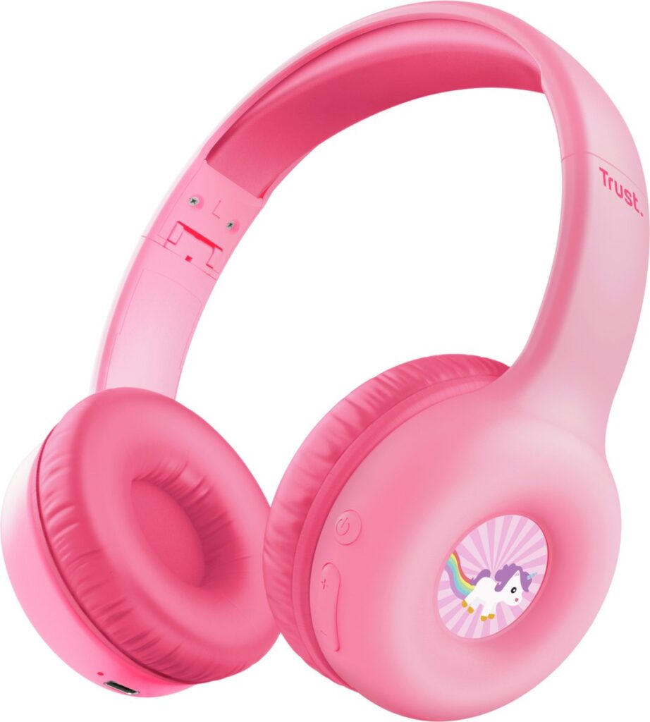 Trust Nouna - Draadloze koptelefoon voor kinderen - Incl. Stickers - Roze