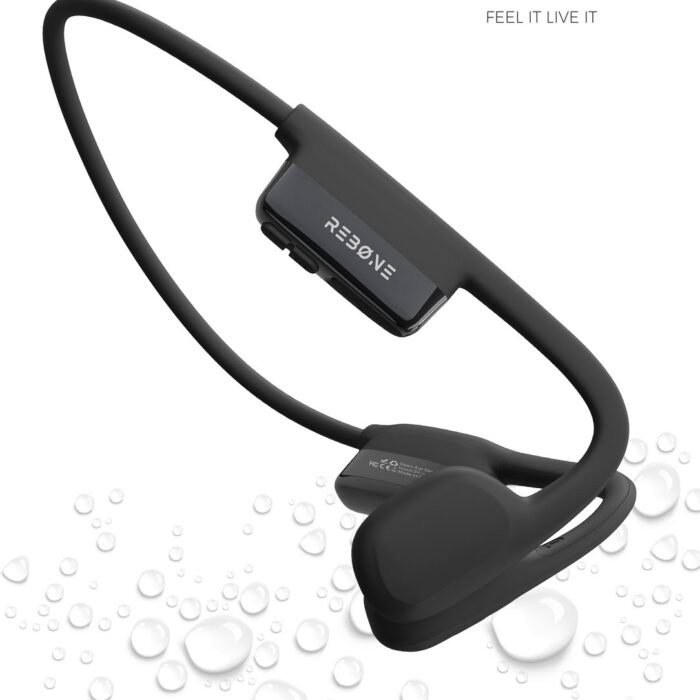 REBØNE Bone Conduction Sport oordopjes voor Hardlopen, Fietsen en Thuiswerken – Sport oortjes - Open Ear - Bone Conduction Headphone - Oortjes Draadloos - IPX 6 Waterbestendig – Bluetooth 5.3 – Lichtgewicht 29 gram / Zwart