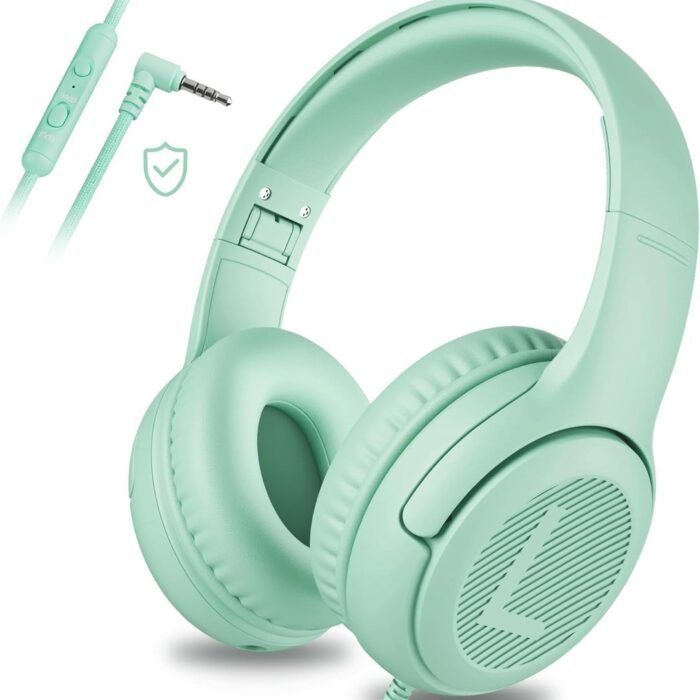 StayPowered Kinderheadset - Veilige, Comfortabele en Duurzame Hoofdtelefoon met Volumebegrenzing! - Compact Design - Hoogwaardige Geluid - HD Microfoon - Ingebouwde Volumebegrenzer - Opvouwbaar -Groen - Levering Sneller dan Aangegeven!