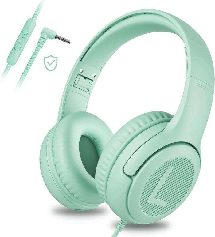 StayPowered Kinderheadset - Veilige, Comfortabele en Duurzame Hoofdtelefoon met Volumebegrenzing! - Compact Design - Hoogwaardige Geluid - HD Microfoon - Ingebouwde Volumebegrenzer - Opvouwbaar -Groen - Levering Sneller dan Aangegeven!
