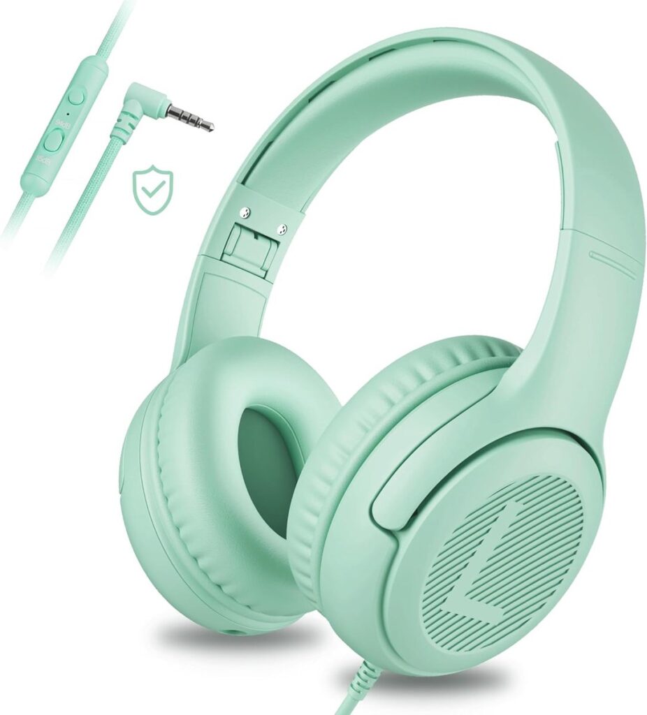 StayPowered Kinderheadset - Veilige, Comfortabele en Duurzame Hoofdtelefoon met Volumebegrenzing! - Compact Design - Hoogwaardige Geluid - HD Microfoon - Ingebouwde Volumebegrenzer - Opvouwbaar -Groen - Levering Sneller dan Aangegeven!