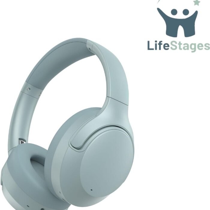 LifeStages - Noise Cancelling Hoofdtelefoon - Hybride Actieve Ruisonderdrukkende Hoofdtelefoon Draadloos Bluetooth 5.3 - Opvouwbare Over-Ear Hoofdtelefoon - 65 Uur Speeltijd - Multipoint Verbinding - Mintgroen