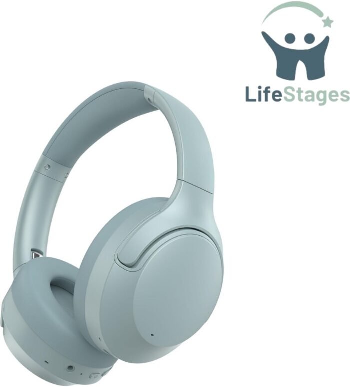 LifeStages - Noise Cancelling Hoofdtelefoon - Hybride Actieve Ruisonderdrukkende Hoofdtelefoon Draadloos Bluetooth 5.3 - Opvouwbare Over-Ear Hoofdtelefoon - 65 Uur Speeltijd - Multipoint Verbinding - Mintgroen