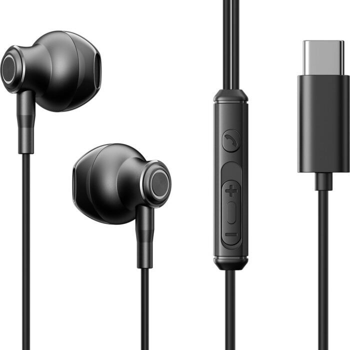 Joyroom - In ear oordopjes met USB C aansluiting - Oortjes met draad en microfoon - Zwart