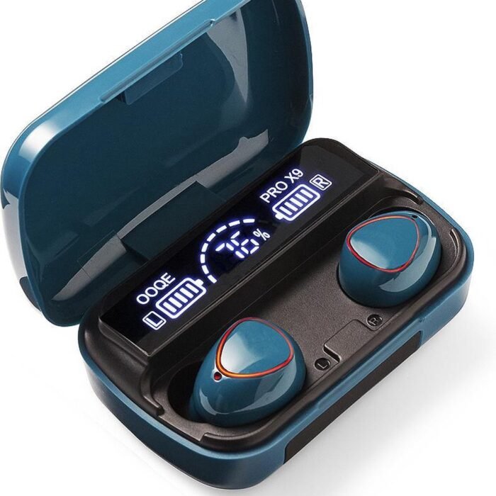 OOQE PRO X9 - Draadloze Oordopjes - Oordopjes Draadloos - Oortjes Draadloos - Water- en Stof Bestendig - Ingebouwde Microfoon - Ingebouwde Powerbank - 80 uur Batterijduur - Geschikt voor TV, Tablet en Laptop - Bluetooth 5.1 - Turquoise