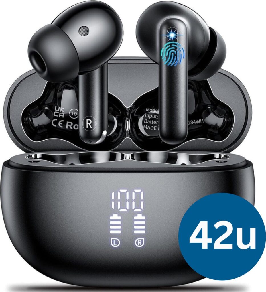 evanell°® Oortjes Draadloos Bluetooth V5.3 - Draadloze Oordopjes - In-Ear voor Sport, Bellen, Muziek - 42u Batterij - Microfoon - Touch - iOS/Android