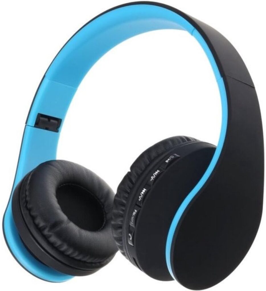StayPowered Bluetooth Koptelefoon - HiFi Geluid voor Een Ongekende Muziekbeleving - Draadloos of Bekabeld - Ingebouwde Microfoon - Micro-SD en FM-Radio - Comfortabele Memory Foam Oorkussens - Zwart/Blauw - Levering Sneller dan Aangegeven!