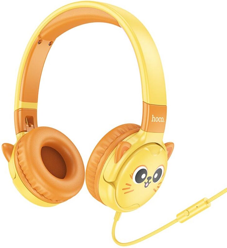 Hoco Kinder Koptelefoon Kattenoortjes met Kabel en Ingebouwde Microfoon Geel