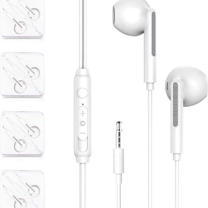 4x In-Ear Oordopjes met 3.5mm Jack - Oortjes met Draad en Microfoon voor Telefoon / Tablet / Laptop / Smartphone / GSM