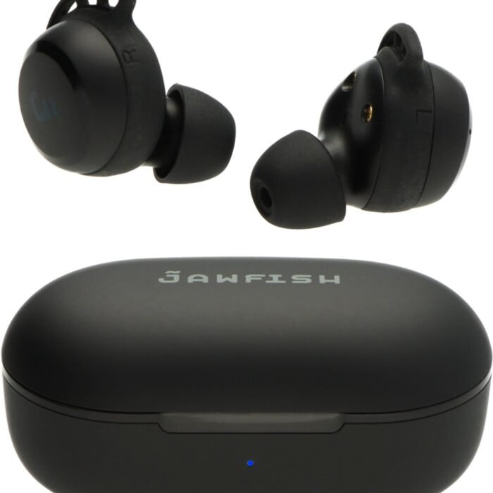 Jawfish Pro Sport TX 100% Draadloze Oordopjes – Zweet- en Regenbestendig - Super BASS - USB-C - Wingtips - Sport Oortjes Bluetooth 5.4 Wireless Earbuds - Qi Draadloos opladen - Passive Noise Cancelling - True Wireless EarBuds - 7u op 1 lading