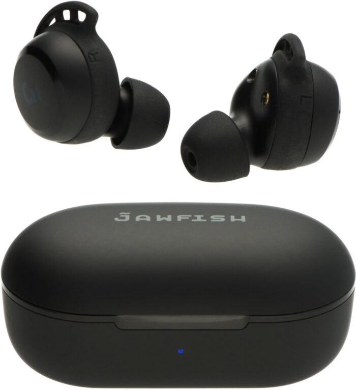 Jawfish Pro Sport TX 100% Draadloze Oordopjes – Zweet- en Regenbestendig - Super BASS - USB-C - Wingtips - Sport Oortjes Bluetooth 5.4 Wireless Earbuds - Qi Draadloos opladen - Passive Noise Cancelling - True Wireless EarBuds - 7u op 1 lading
