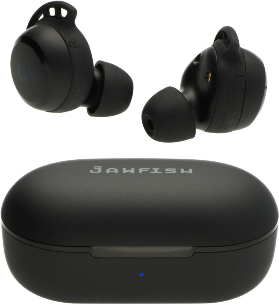 Jawfish Pro Sport TX 100% Draadloze Oordopjes – Zweet- en Regenbestendig - Super BASS - USB-C - Wingtips - Sport Oortjes Bluetooth 5.4 Wireless Earbuds - Qi Draadloos opladen - Passive Noise Cancelling - True Wireless EarBuds - 7u op 1 lading