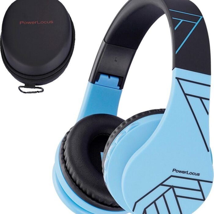 PowerLocus P1 Kids Kinder Koptelefoon Draadloos - Koptelefoon voor kinderen - Veilig volume van 85 dB - Bluetooth Hoofdtelefoon - Met microfoon - incl. Premium Case - Blauw/Zwart