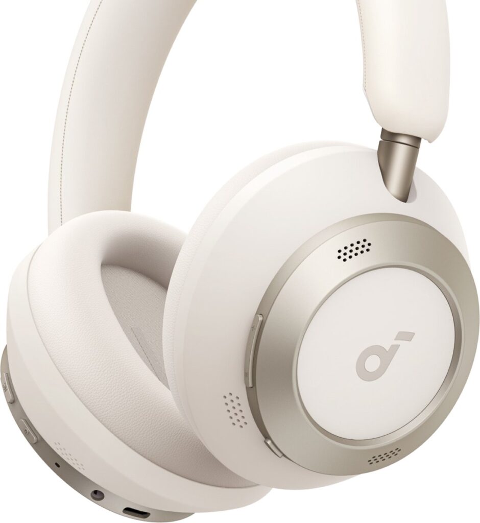 soundcore by Anker Space One Pro Wireless Over-ear Headphones White - Headphones - Active Noise Cancelling, Multipoint Connection, 60 hours Battery life, Bluetooth 5.3, LDAC, Hi-Res Certified, small foldable