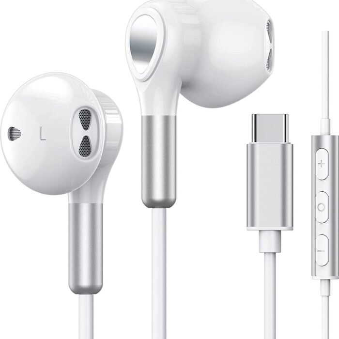 DrPhone Hi-Performance - USB-C Hoofdtelefoon + HiFi Audio Koptelefoon DAC - Oordopjes - Geschikt Voor Samsung Galaxy / Apple iPad - Wit