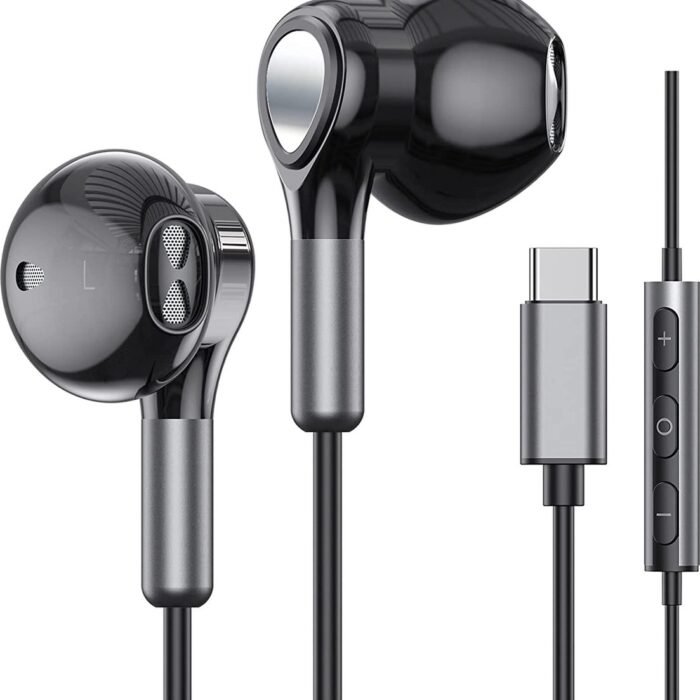 DrPhone Hi-Performance - USB-C Hoofdtelefoon + HiFi Audio Koptelefoon DAC - Oordopjes - Geschikt Voor Windows / Android en OS IOS(USB-C) - Zwart