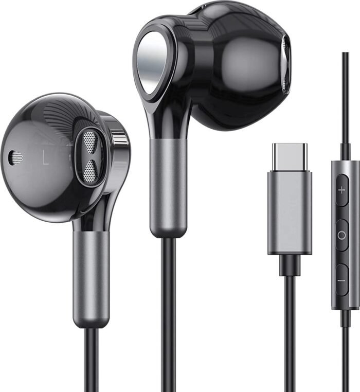 DrPhone Hi-Performance - USB-C Hoofdtelefoon + HiFi Audio Koptelefoon DAC - Oordopjes - Geschikt Voor Windows / Android en OS IOS(USB-C) - Zwart