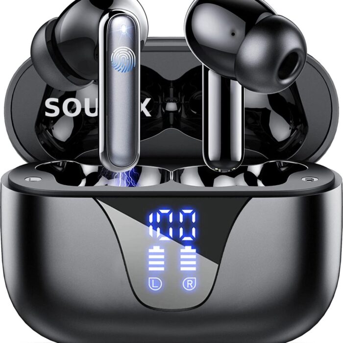 Sounix Draadloze Oordopjes met Oplaadcase - Bluetooth 5.3 - Active Noise Cancelling - Sport Oordopjes - Oortjes Bluetooth - Zwart