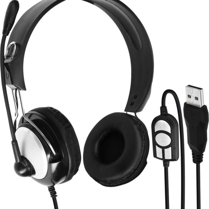 Bedrade computerheadset met boommicrofoonbedieningsknoppen - LinQ