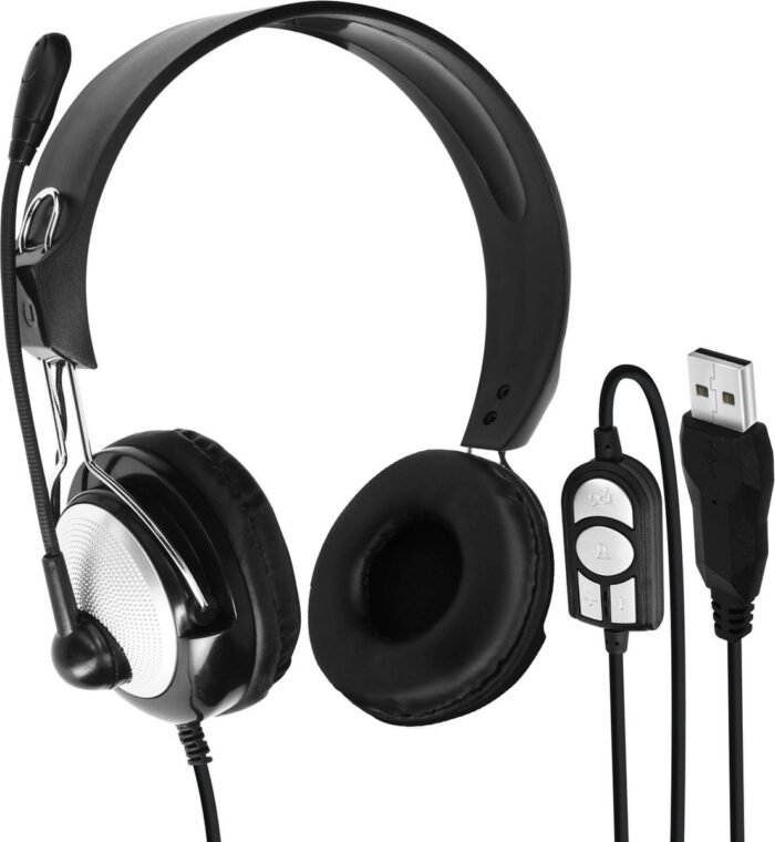 Bedrade computerheadset met boommicrofoonbedieningsknoppen - LinQ