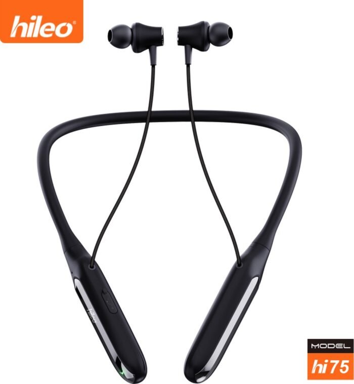 hileo hi75 - Bluetooth koptelefoon - Oordopjes met nekband – Zwart - Oordopjes - Sport - Gaming - Bluetooth V5.2 – Geschikt voor IOS/Android