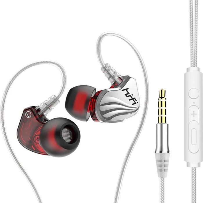 DrPhone Hi15 AUX 3.5mm In-Ear Oordoppen - Dynamische BASS - Oortelefoon met microfoon - Oorhaak Design - Passief ruisonderdrukking - Wit