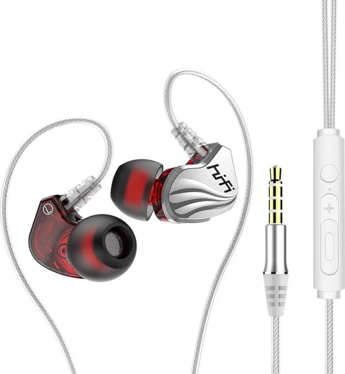 DrPhone Hi15 AUX 3.5mm In-Ear Oordoppen - Dynamische BASS - Oortelefoon met microfoon - Oorhaak Design - Passief ruisonderdrukking - Wit