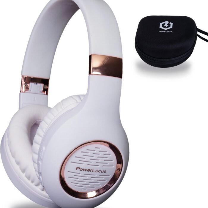 PowerLocus P4 Draadloze Koptelefoon Over-Ear - Bluetooth - incl. Premium Case - met Microfoon - Wit/Rose Goud